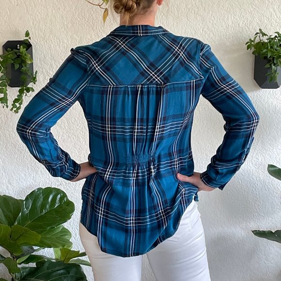 Jessica Simpson Blue Plaid Long Sleeve - Picture 3 of 8